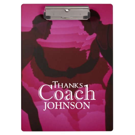 Wrestling dank Coach Silhouette Red Klemmbrett (Vorderseite)