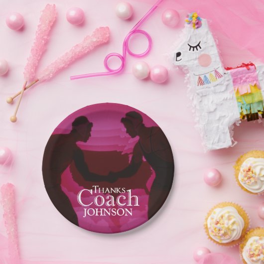 Wrestling dank Coach Silhouette Red Pappteller (Party)