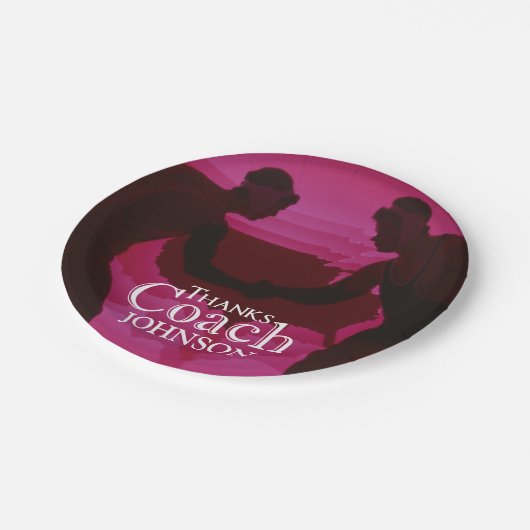 Wrestling dank Coach Silhouette Red Pappteller (Schrägansicht)