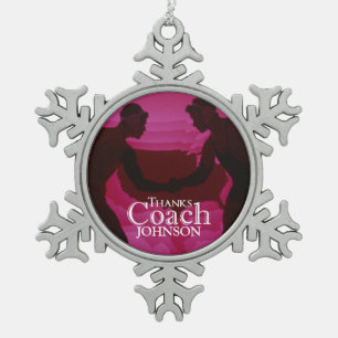 Wrestling dank Coach Silhouette Red Schneeflocken Zinn-Ornament