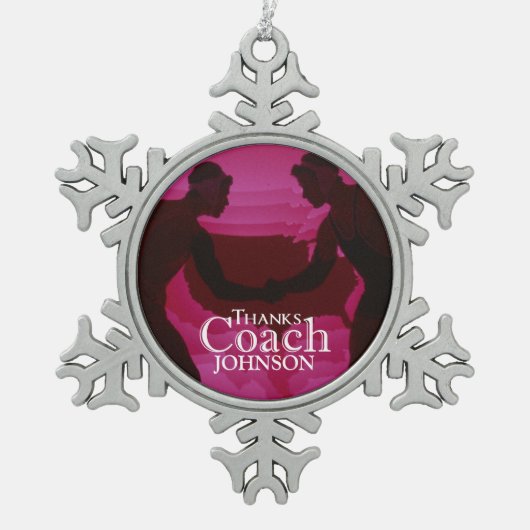 Wrestling dank Coach Silhouette Red Schneeflocken Zinn-Ornament (Vorderseite)