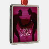 Wrestling dank Coach Silhouette Red Silbernes Ornament (Rechts)