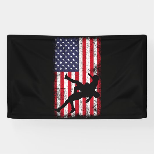 Wrestling der US-amerikanischen Flagge Wrestling W Banner (Horizontal)