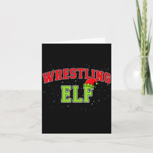 Wrestling Elf Christmas Family Matching Group Xmas Karte (Vorderseite)