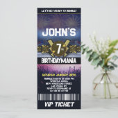 Wrestling Geburtstagsparty Ticket Einladung Thema (Stehend Vorderseite)