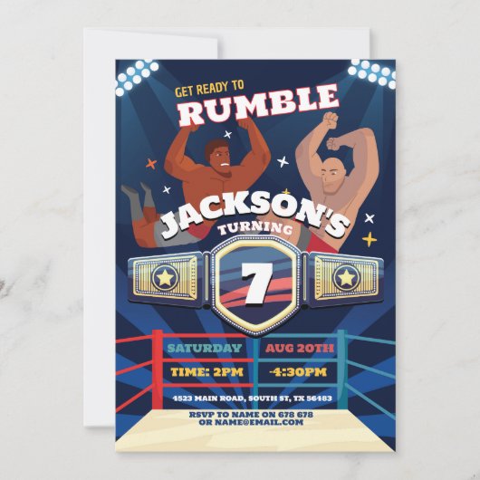 Wrestling Geburtstagsringring Einladung (Vorderseite)