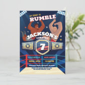 Wrestling Geburtstagsringring Einladung (Stehend Vorderseite)