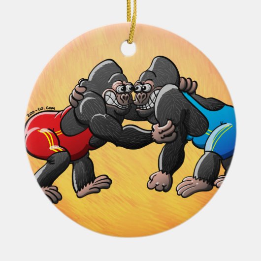 Wrestling-Gorillas Keramikornament (Vorne)