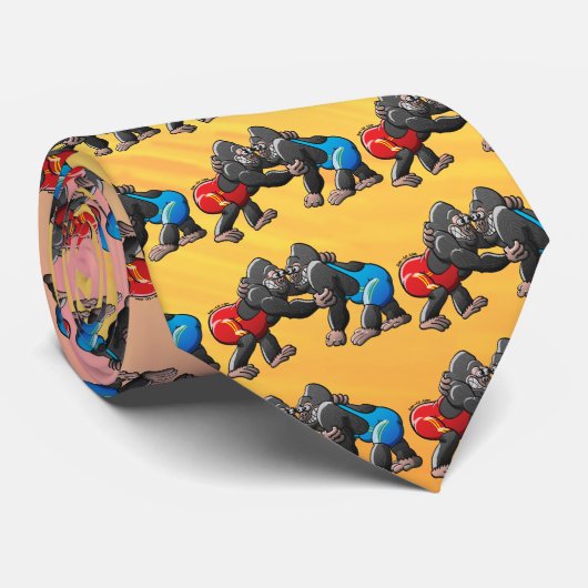 Wrestling-Gorillas Krawatte (Gerollt)