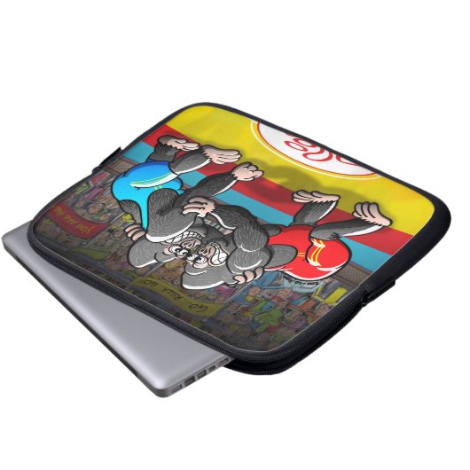 Wrestling-Gorillas Laptopschutzhülle (Vorne Knopf)