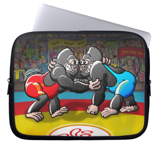Wrestling-Gorillas Laptopschutzhülle (Vorderseite)