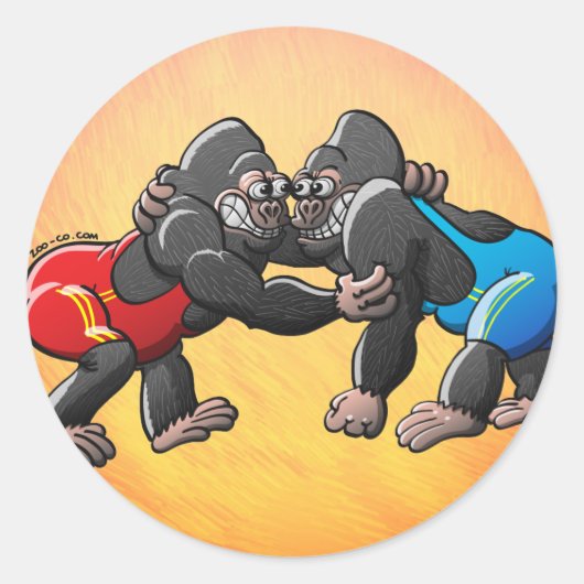 Wrestling Gorillas Runder Aufkleber (Vorderseite)