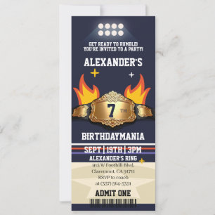 Wrestling-Gürtel-Ticket-Geburtstagsfeier Einladung