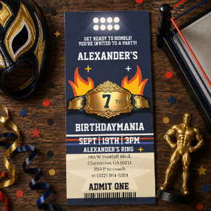 Wrestling-Gürtel-Ticket-Geburtstagsfeier Einladung