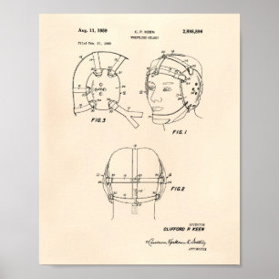 Wrestling Helmet 1959 Patentkunst Alter Peper Poster