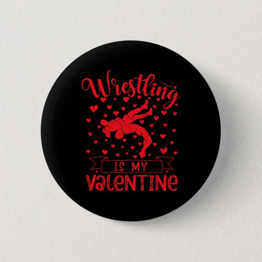 Wrestling ist mein Valentinin-Rotes Liebe Herzchen Button (Vorderseite)