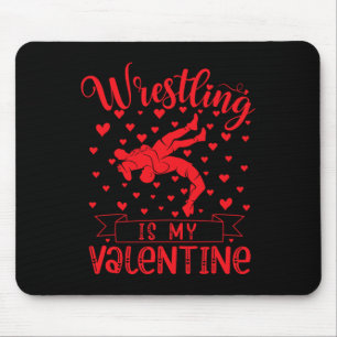 Wrestling ist mein Valentinstag rotes Liebesherz V Mousepad