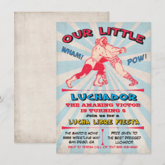 Wrestling Lucha Libre Birthday Fiesta Party Einladung
