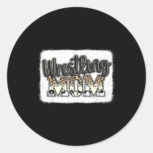 Wrestling Mom Leopard Mother Mama Wrestl Wrestler  Runder Aufkleber (Vorderseite)