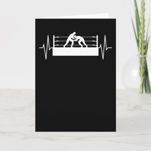 Wrestling Ring Wrestler Heartbeat Line Geschenk Karte (Vorderseite)