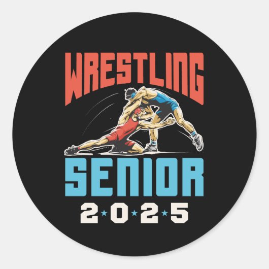 Wrestling Senior Class of 2025 Abschluss Runder Aufkleber (Vorderseite)