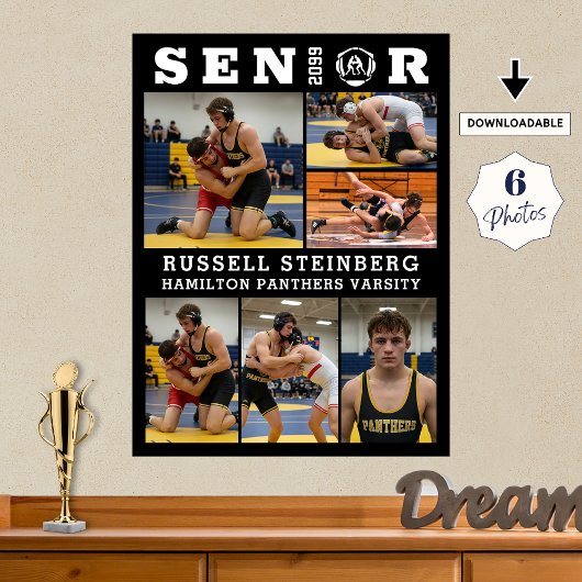 Wrestling Senior Graduate 6 Photo Collage Poster