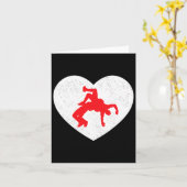 Wrestling Silhouette Valentine Herzform Karte (Gelbe Blume)