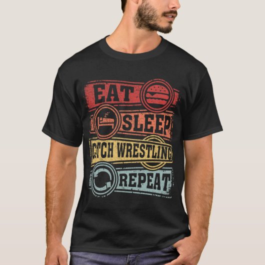 Wrestling "Sleep Catch" wiederholen T-Shirt (Vorderseite)