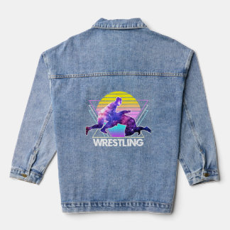 Wrestling Sports Retro Vintag Vaporwave 90er Jahre Jeansjacke
