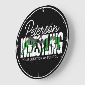 Wrestling Team ADD TEXT School Athlete Wrestler Große Wanduhr (Winkel)