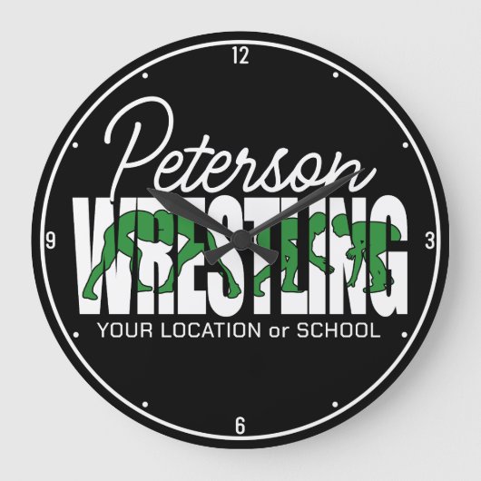 Wrestling Team ADD TEXT School Athlete Wrestler Große Wanduhr (Vorderseite)