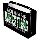 Wrestling Team ADD TEXT School Varsity Wrestler Große Geschenktüte (Rückseite Schrägansicht)