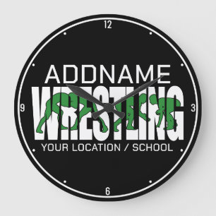Wrestling Team ADD TEXT School Varsity Wrestler Große Wanduhr