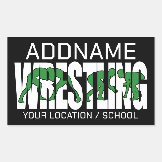 Wrestling Team ADD TEXT School Varsity Wrestler Rechteckiger Aufkleber (Vorderseite)