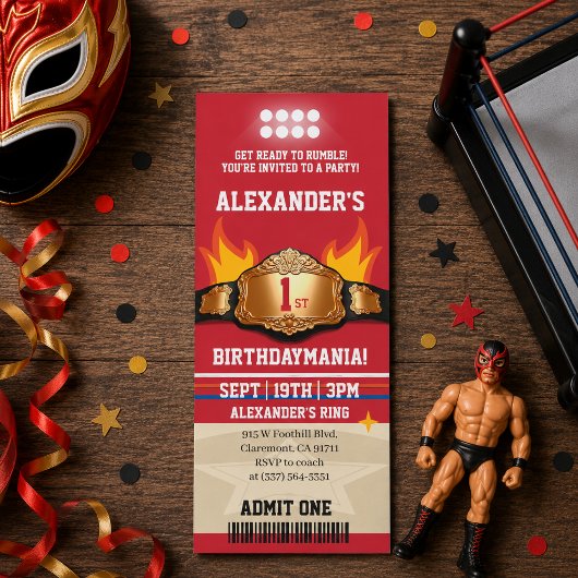 Wrestling-Ticket 1. Geburtstagsfeier Einladung