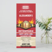 Wrestling-Ticket 1. Geburtstagsfeier Einladung (Stehend Vorderseite)