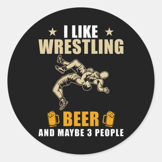 Wrestling und Bier Runder Aufkleber (Vorderseite)