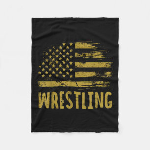 Wrestling Usa Flag Wrestler Patriotic Men Boys Kin Fleecedecke