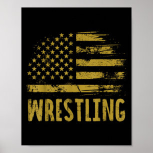 Wrestling Usa Flag Wrestler Patriotic Men Boys Kin Poster