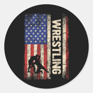 Wrestling USA Shirt Wrestle 4. J Runder Aufkleber