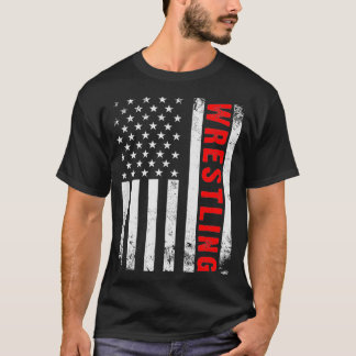 Wrestling Vintag American Flag USA Quote Wrestler T-Shirt