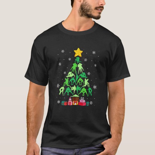 Wrestling Weihnachtsbaum Funny Sports Lover Xmas P T-Shirt (Vorderseite)