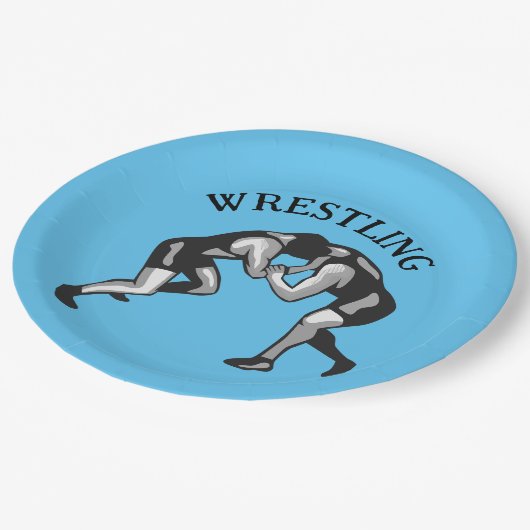 Wrestling Wrestler Design Pappteller (Schrägansicht)
