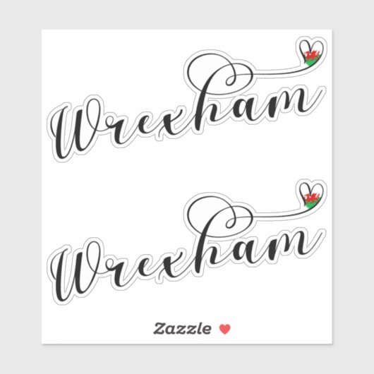 Wrexham Script Schriftart, walisische Flagge im He Aufkleber (Blatt)