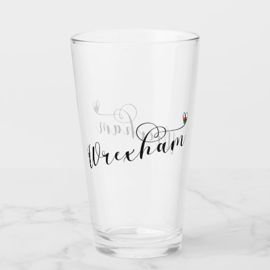 Wrexham Script Schriftart, walisische Flagge im He Glas (Rückseite)