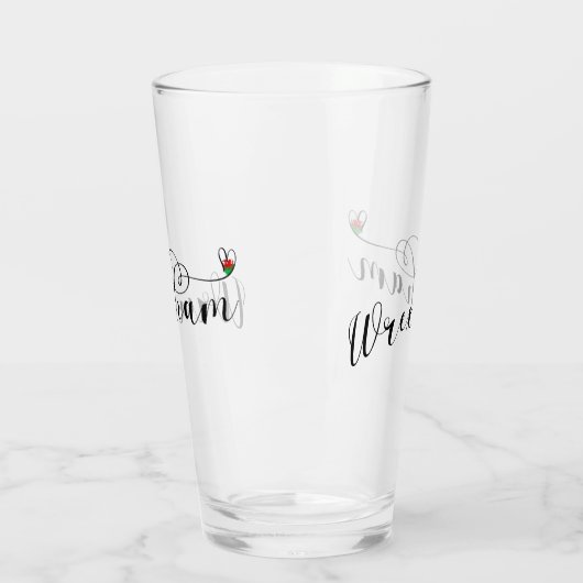 Wrexham Script Schriftart, walisische Flagge im He Glas (Links)