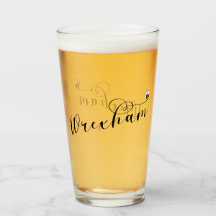 Wrexham Script Schriftart, walisische Flagge im He Glas