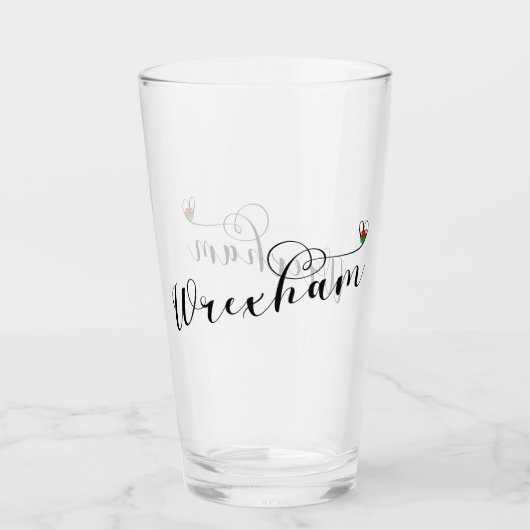 Wrexham Script Schriftart, walisische Flagge im He Glas (Vorderseite)