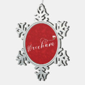 Wrexham Script Schriftart, walisische Flagge im He Schneeflocken Zinn-Ornament (Rechts)