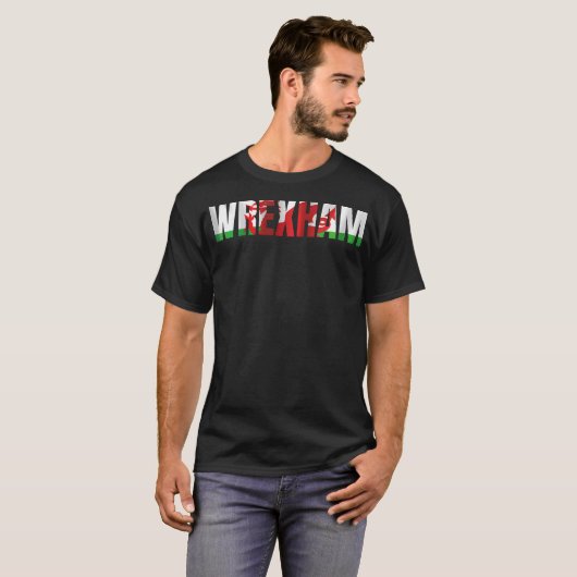 Wrexham Wales Flag Welsh Dragon Apparel Merchandis T-Shirt (Vorne ganz)